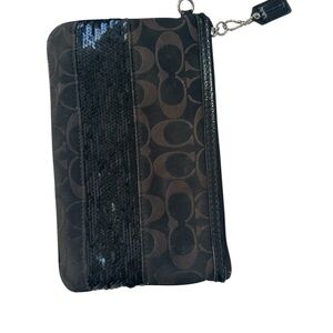 Coach Black and Brown Signature Wristlet